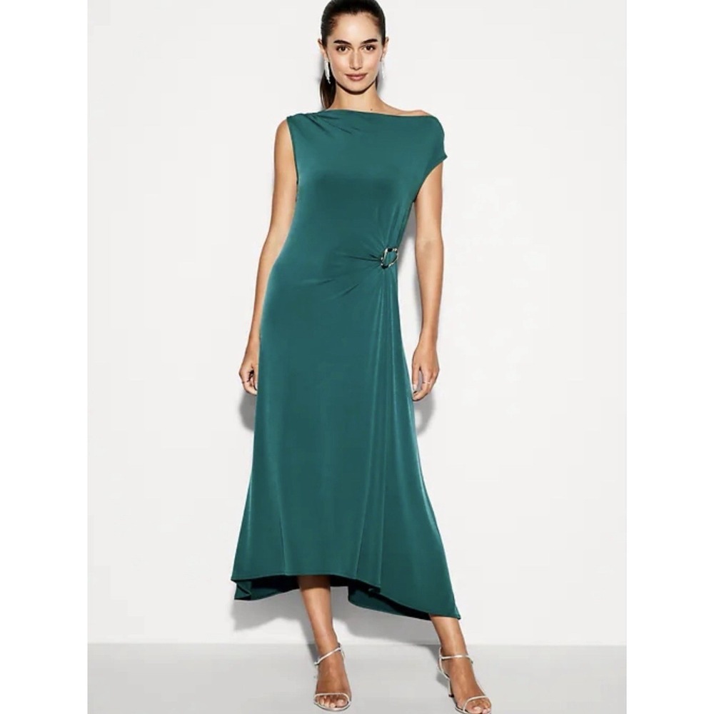Old Navy The Occasion Teal Asymmetrical Ring Detail Midi Dress XXL New With Flaw